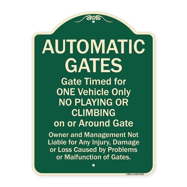 Designer Series-Automatic Gates Gate Timed For One Vehicle Only, 24" x 18", G-1824-9995